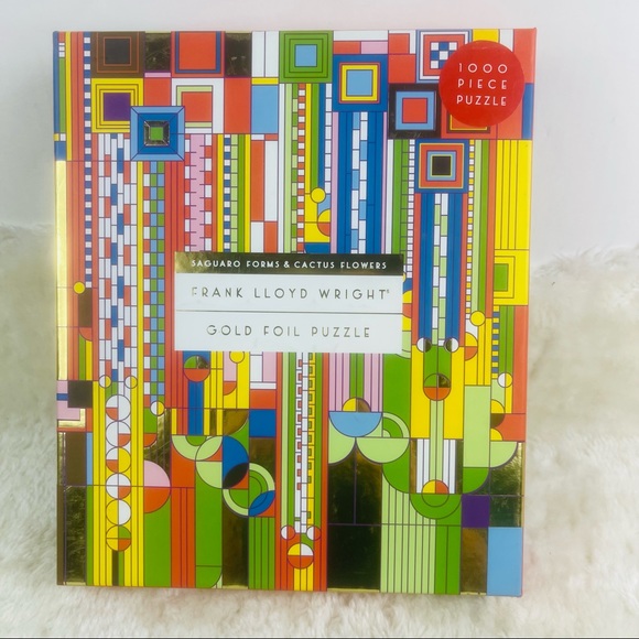Galison Frank Lloyd Wright Saguaro Forms & Cactus Flowers Gold Foil Puzzle 1000